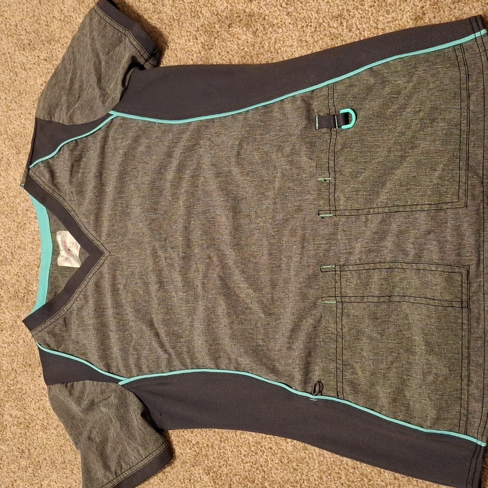 Women's Gray Scrub Top Scrubstar XS Teal Accents